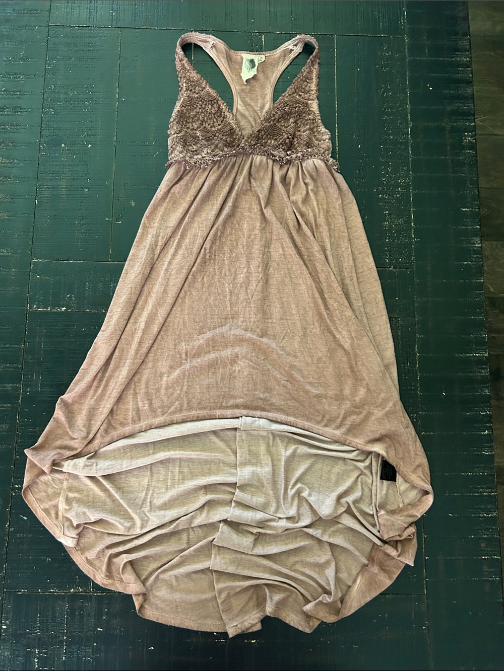 Lace-Trim Racerback Maxi Dress in Dusty Mauve